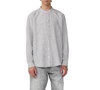 QS Regular Fit: Gestreiftes Leinnemix-Hemd mit Krempelärmeln