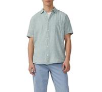 QS Regular Fit: Meliertes Hemd aus Leinenmix tannengrün XL