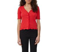 Rippshirt mit Babylock-Kanten und Knopf-Detail XS rot 2165325.3103.XS