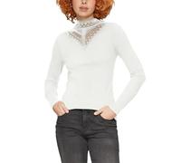 QS Rippshirt mit Spitzeneinsatz und Stehkragen