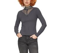 Rippshirt mit Spitzeneinsatz und Stehkragen L grau 2170674.9859.L