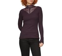 QS Damen 2158322 Rippshirt mit Spitzeneinsatz und Stehkragen aus Spitze, 4988, XS