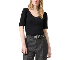 QS Rippshirt mit Spitzenkante