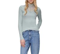 Schmales Rippshirt mit Spitzeneinsatz am Ausschnitt XL grün 2162940.7217.XL