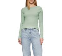 QS Slim Fit Langarmshirt mit Ajourmuster salbeigrün XXL