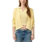 Q/S designed by - Kurze Strickjacke mit modischem Lochmuster gelb - Gr. - XXL