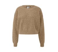 Strickpullover QS, Damen, Gr. M, beige (camelbraun melange), Rippstrick, Obermaterial: 80% Polyester, 20% Polyamid, meliert, loose fit kurz, Rundhals, Strickbund, Pullover Strickpullover, Rippstrick,