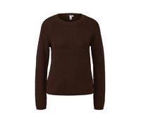 Rundhalspullover QS, Damen, Gr. XL, braun, Strick, Obermaterial: 50% Baumwolle, 50% Polyacryl, normal hüftlang, Rundhals, Raglanärmel Rollkante, Pullover Rundhalspullover, Rollkane an Ärmeln und Saum