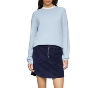 Rundhalspullover QS, Damen, Gr. XXL (44), blau, Strick, Obermaterial: 60% Viskose, 40% Baumwolle, unifarben, casual, regular fit taillenbedeckt, Rundhals, Langarm Rippbündchen, Pullover, in Strick Opt