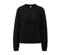 Strickpullover QS, Damen, Gr. M, schwarz, Strick, Obermaterial: 50% Baumwolle, 50% Polyacryl, unifarben, figurumspielend taillenbedeckt, Rundhals, Raglanärmel Rollkante, Pullover Strickpullover, Ragla