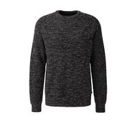 Strickpullover QS, Herren, Gr. XL, schwarz-weiß (schwarz), Strick, Obermaterial: 100% Polyacryl, unifarben, normal hüftbedeckend, Rundhals, Bündchen, Pullover Strickpullover, Melierter Winterpullover 