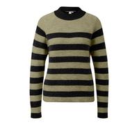 Strickpullover QS, Damen, Gr. S, grün schwarz, Strick, Obermaterial: 85% Polyester, 13% Polyacryl, 2% Elasthan, gestreift, lässig geschnitten hüftbedeckend, Rundhals, Pullover Strickpullover, mit Steh