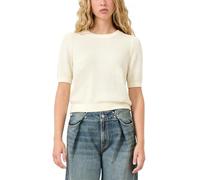 Strickpullover QS, Damen, Gr. L (40), ecru, Strick, Obermaterial: 50% Baumwolle, 50% Polyacryl, unifarben, normal hüftbedeckend, Rundhals, Bündchen, Pullover Strickpullover, Halbarm und in Waben-Optik