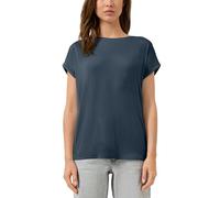 Kurzarmshirt QS, Damen, Gr. M (38), blau, Jersey, Obermaterial: 95% Lyocell, 5% Elasthan, unifarben, loose fit hüftlang, Rundhals, angeschnitten Aufschlag, Shirts, mit Ärmelaufschlag (37552417-M) blau
