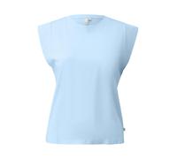Rundhalsshirt QS, Damen, Gr. S (36), blau, Jersey, Obermaterial: 100% Baumwolle, unifarben, körpernah hüftbedeckend, Rundhals, abgesteppte Kante, Shirts Rundhalsshirt, Sommertop mit Rundhals (43491961