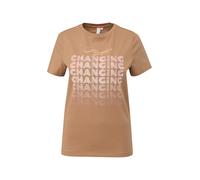 QS Baumwollshirt mit Frontprint Sandstein S