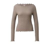 Langarmshirt QS, Damen, Gr. XL (42), grau braun, Web, Obermaterial: 98% Polyester, 2% Elasthan, unifarben, tailliert hüftbedeckend, U-Boot-Ausschnitt, Shirts Langarmshirt, mit gewellten Abschlüssen (4