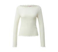 Langarmshirt QS, Damen, Gr. XL (42), ecru, Web, Obermaterial: 98% Polyester, 2% Elasthan, unifarben, tailliert hüftbedeckend, U-Boot-Ausschnitt, Shirts Langarmshirt, mit gewellten Abschlüssen (4283052
