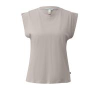 Rundhalsshirt QS, Damen, Gr. M (38), grau, Jersey, Obermaterial: 100% Baumwolle, unifarben, körpernah hüftbedeckend, Rundhals, abgesteppte Kante, Shirts Rundhalsshirt, Sommertop mit Rundhals (86242654