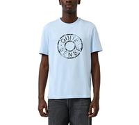 Kurzarmshirt QS, Herren, Gr. XL, blau, Jersey, Obermaterial: 100% Baumwolle, bedruckt, normal hüftbedeckend, Rundhals, Shirts Kurzarmshirt, mit Frontprint (35909000-XL)