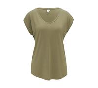 T-Shirt QS, Damen, Gr. M (38), grün, Obermaterial: 70% Modal, 30% Polyester, unifarben, relaxed fit taillenbedeckt, V-Ausschnitt, Kurzarm, Shirts, mit V-Ausschnitt (93596951-M) grün