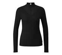 s.Oliver Rippshirt mit Spitzeneinsatz und Stehkragen Schwarz Größe L