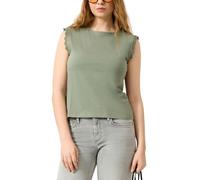 s.Oliver Rundhalsshirt QS Damen L (40) Olive, Jersey 100% Baumwolle, Rundhals, Häkel-Details