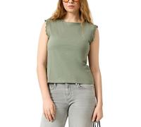 s.Oliver Rundhalsshirt QS Damen 100% Baumwolle mit Häkel-Details an der Schulter Olive Gr. XL (42)
