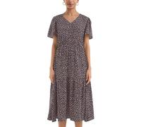 QS Viskosekleid mit All-Over-Print aubergine 38