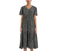 QS Viskosekleid mit All-Over-Print schwarz 40