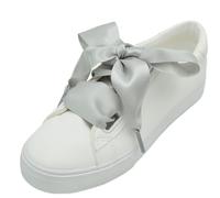 QSCTYG 4 cm verbreiterte Satin-Schnürsenkel, glatte große Schleife, breite Schnürsenkel, trendige Schönheit, lässige Sneaker-Lederschuhe(Grey,160cm)