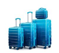 Qsmile Koffer Set Hartschalenkoffer Blau 4er Set, HandgepäckskofferCarry-Ons 20Zoll, PC-Hartschale Reisekoffer 14/24/28Zoll, kratzfester wasserdichter Koffer für Business & Urlaub