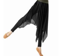 Qsuccua Latein-Tanzhose für Damen, moderne Tanzhose, Chiffon, Trainingskleidung, Schwarz, X-Groß