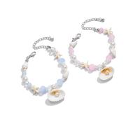 Qsvbeeqj 2 Stück Meeresmotiv sorgt für Komfort, trendige Frauen, Alltagskleidung, geeignet für Alltag und Party, natürliches Muschel-Schmuck-Set für Damen, Einheitsgröße, Wie beschrieben