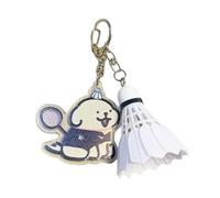 Qsvbeeqj Badminton Anhänger Keyrings Geschenke Für Liebhaber Paare Rucksackschlüsselringe Cartoon Hundeteilchen Sport Badminton Accessoire