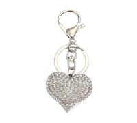 Qsvbeeqj Glitzernder Strass-Herz-Schlüsselanhänger, elegantes Legierungs-Design, leichter Schlüsselanhänger für Geschenke oder den täglichen Gebrauch, Modeschmuck, weiß, Silver