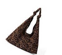 Qsvbeeqj Moderne Wildleder-Umhängetasche, geräumige Kapazität, Leoparden-Details, Unterarm-Geldbörse, Shopper für trendiges Outfit, Wildleder-Handtasche für Damen, Braunes Leopardenmuster, One Size