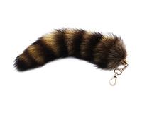 Qsvbeeqj Schlüsselanhänger mit Fuchs-Racoon Tail, Taschen, Charm, Schlüsselhalter, Paar, Schlüsselanhänger für Rucksack, Auto-Dekoration, gold