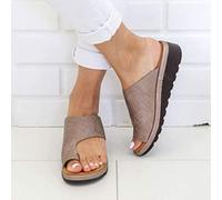 QTANZIQI Damen-Sandalen mit Keilabsatz, Hausschuhe, Damen-Pantoletten, orthopädische Sandalen, Sommer, Strand, Flip-Flop, Flache Sohle, große Zehen, Knochenkorrektur-Schuhe, Outdoor, rutschfeste