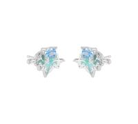 QTANZIQI Lllunimon Emaille-Herz-Ohrstecker, S925-Sterlingsilber, Damen-Ohrringe, Blauer Diamant-Gletscher, für den Alltag. EIN Geschenk für sie