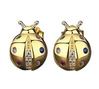 QTANZIQI Lllunimon S925 Sterling Silber Damen Gold Marienkäfer Ohrstecker Vergoldet Insektenschmuck Vintage Stil Accessoires Geburtstagsgeschenke Alltagssüß