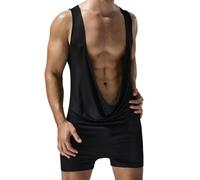 QTANZIQI Männer Low Cut Drapierte Kragen Bodys Trikot Drapierte Overalls Nahtlose Shapewear Sommer Casual Pyjamas Nachtwäsche