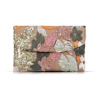 QTKJ Umschlag Paket, Clutch Geldbörsen für Frauen, Pailletten bestickte Blumen Stroh Tasche, Bohemian Handmade Handtaschen, Strandtasche für Urlaub, Reisen (Silber), silber