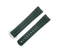 QTYQWC 20 mm gebogenes Ende aus FKM-Fluorkautschuk für Armband für Seamaster 300 Diving Ersatz-Uhrenarmbänder mit Faltschließe aus Edelstahl