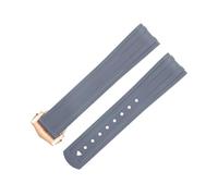QTYQWC 20 mm gebogenes Ende aus FKM-Fluorkautschuk für Armband für Seamaster 300 Diving Ersatz-Uhrenarmbänder mit Faltschließe aus Edelstahl