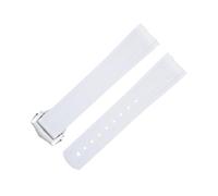 QTYQWC 20 mm gebogenes Ende aus FKM-Fluorkautschuk für Armband für Seamaster 300 Diving Ersatz-Uhrenarmbänder mit Faltschließe aus Edelstahl