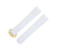 QTYQWC 20 mm gebogenes Ende aus FKM-Fluorkautschuk für Armband für Seamaster 300 Diving Ersatz-Uhrenarmbänder mit Faltschließe aus Edelstahl