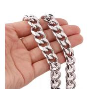 QTYQWC 7-40 "Silber 316L Edelstahl Männer Kubaner Bordsteinkette Halskette-Silver-12mm-20 Zoll