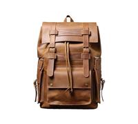 QTYQWC Echtes Leder Herren Rucksack Große Kapazität Vintage Rindsleder Reisetaschen Retro Rucksack Für Männer (Farbe: Braun, Größe: 17,3 * 12,2 * 5,9 Zoll)