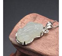 QTYQWC Feng Shui Reichtum Halskette Pixiu/Pi Yao Anhänger mit antiker Münze Sterling Silber Halskette Natürliche Jade Halskette Glücksbringer Halskette Jade Amulett Meditation Glück Männer Frauen